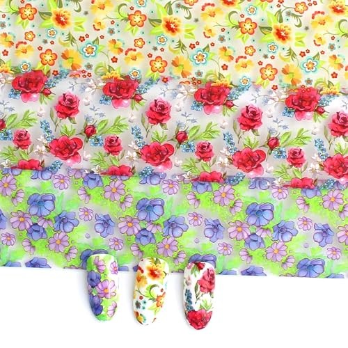 Flower Nail Foil, Flowers Nails Design Stickers Decals Holographic Style 9