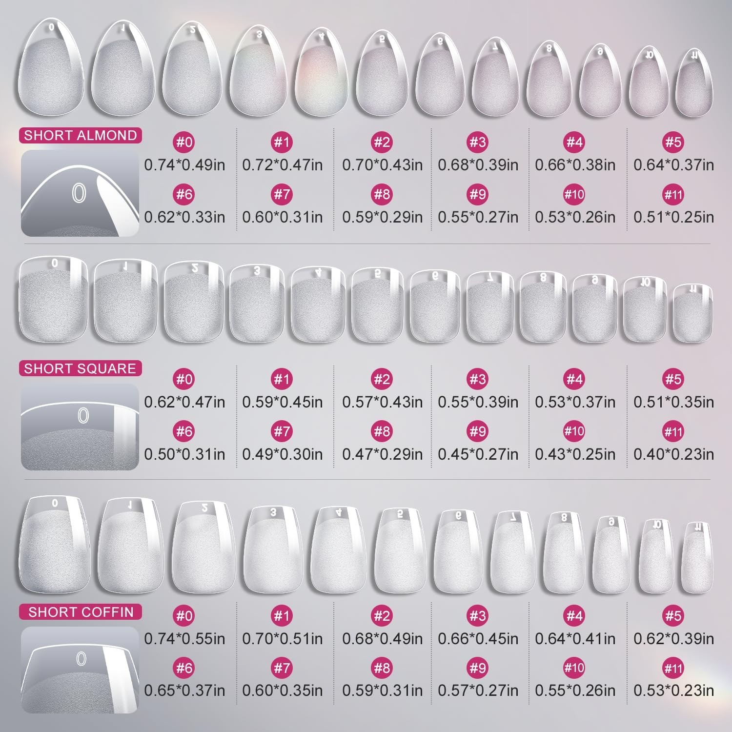 Puntas Tips Uñas Postizas Clear Half Cover Salon Acrilicas 500Pack Coffin Nails