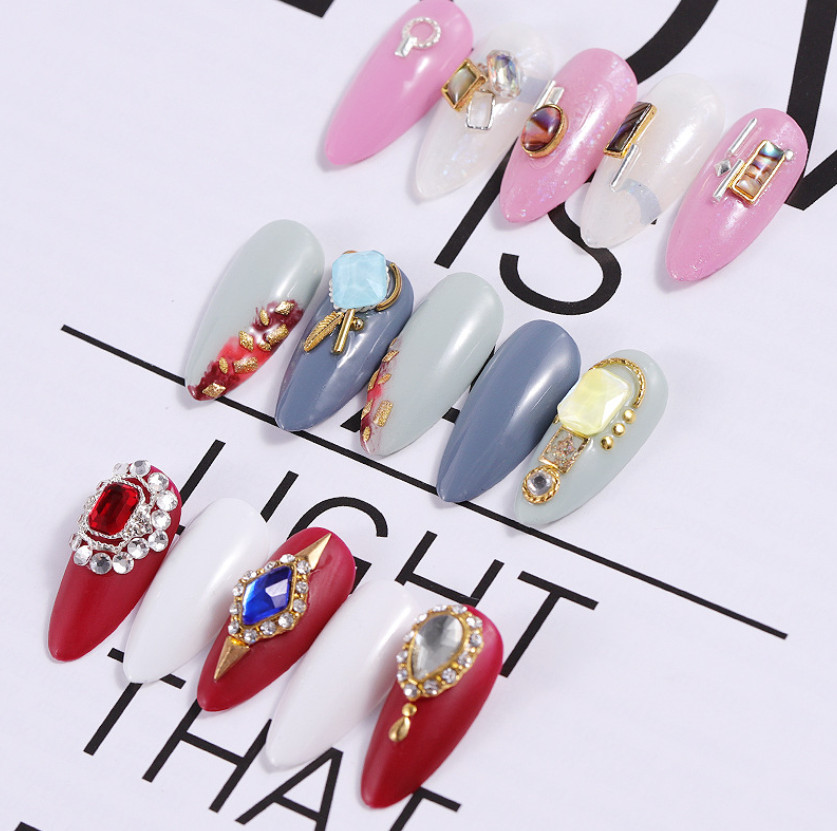 Mixed Nail Art Case Glass Rhinestones Flatback Crystal Geometric Manicure Decors