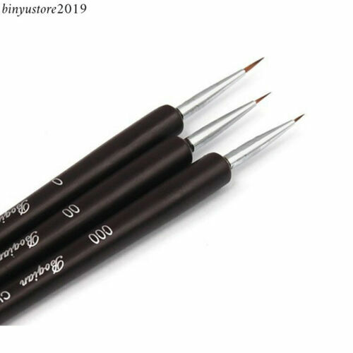 3Pcs/Set Tiny Acrylic Nail Art Decoration Pen Brush Painting Drawing Tools Black