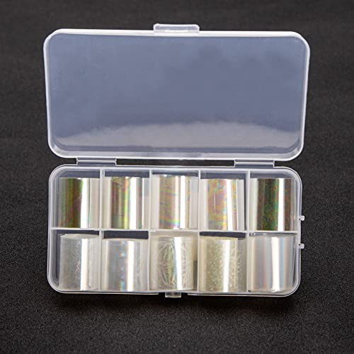10 Rolls White Pearl Color Holographic Nail Foil Transfer Sticker Roll Set