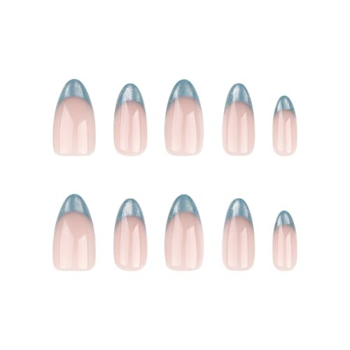 Denim Blue Glitter Jeans – Short Tip – Press on Nails – Blue Jean