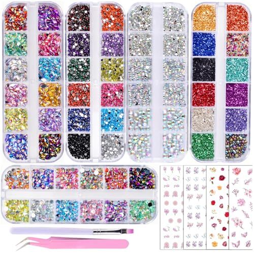 5000 Pieces (5 Boxes) Shiny Colorful Nail Art Rhinestones Nail Stone multicolor
