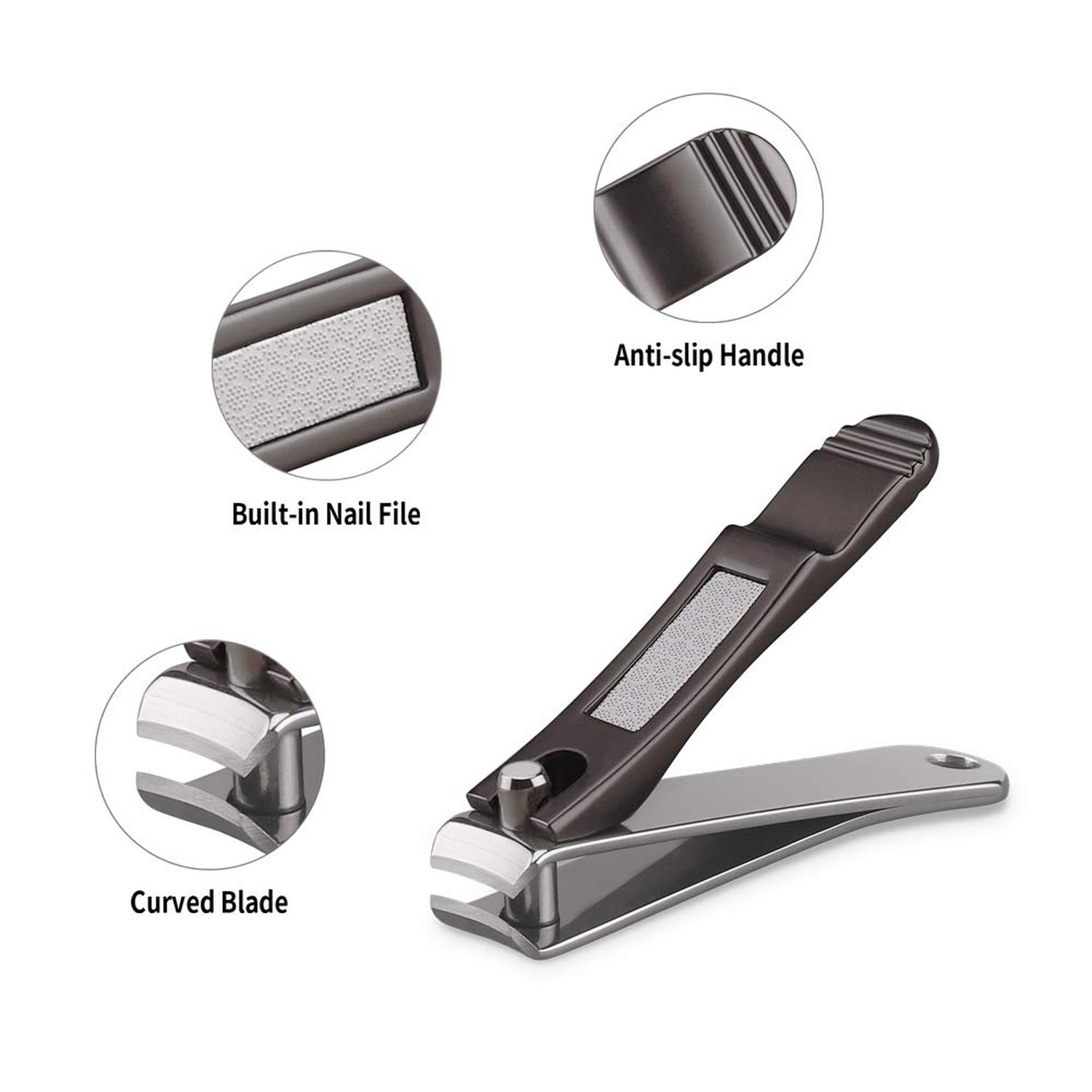 Nail Clippers Set with Build-in Nail File, Durable Sharp Zinc Alloy Fingernai…