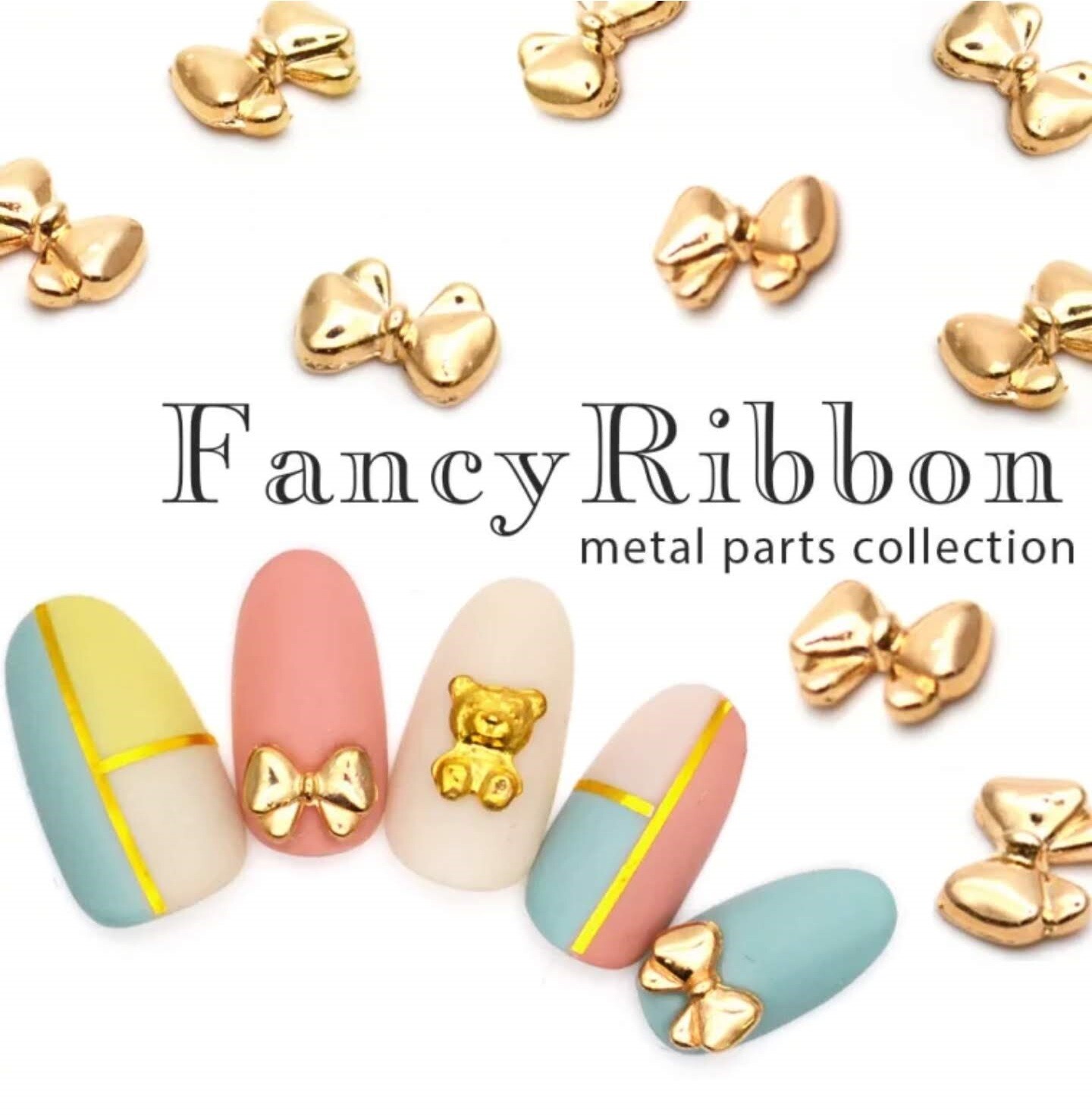 20Pcs New 3D Nail Art Solid Rose Gold Alloy Metal Cute Bow Ribbon DIY Decoration