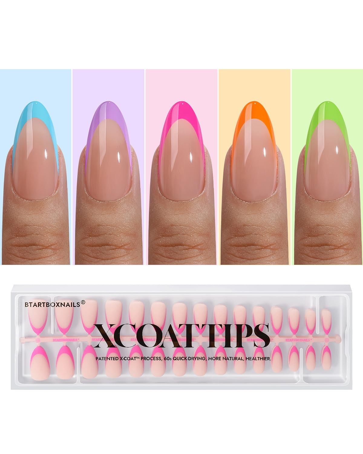BTArtboxnails XCOATTIPS Peach French Press On Nails, L Coffin