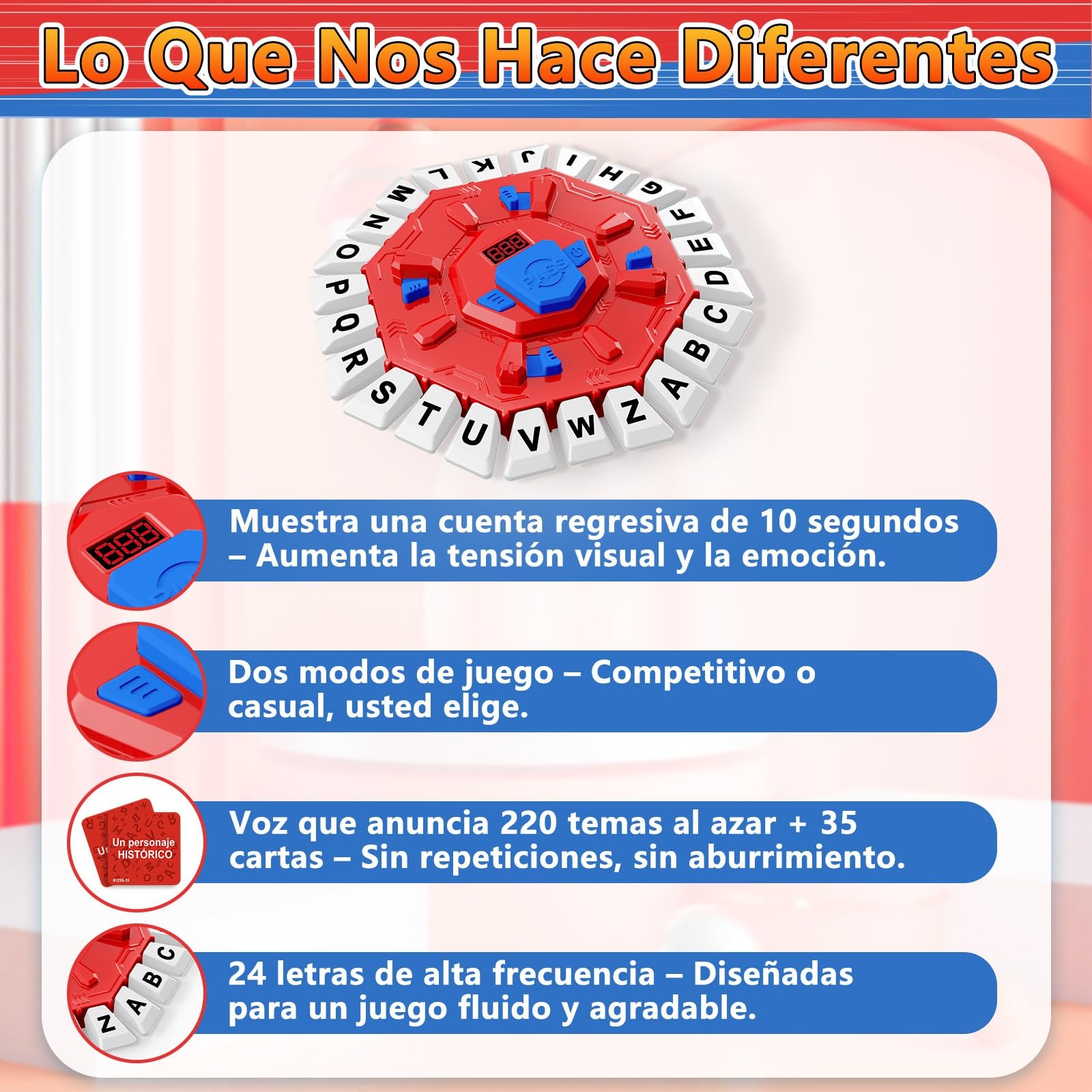 Resflycheng Juego de Mesa en Español con Pantalla Digital y 2 Small, Red