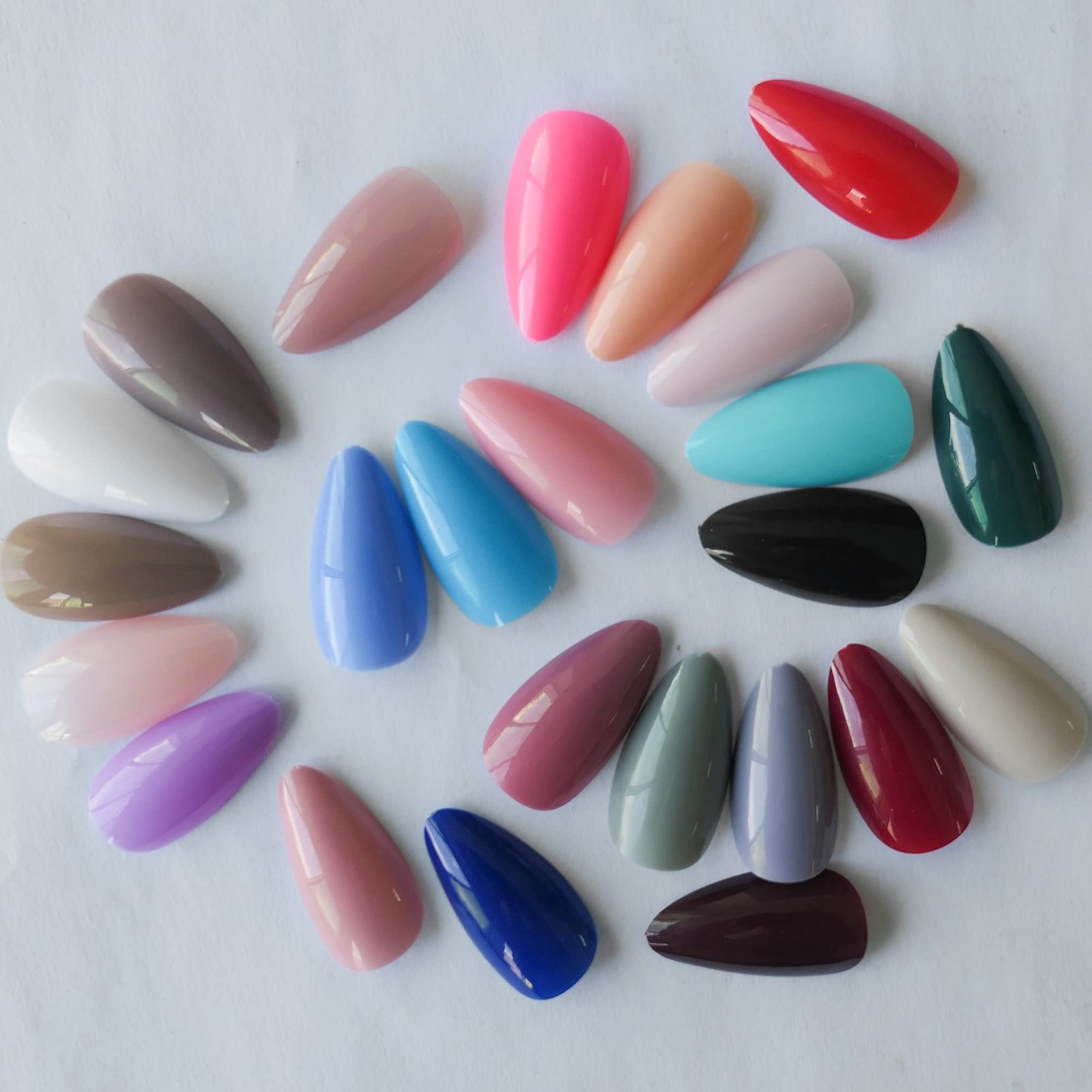 576pcs Almond Press on Nails Medium Fake Nails Full Cover Short Stiletto Nail…