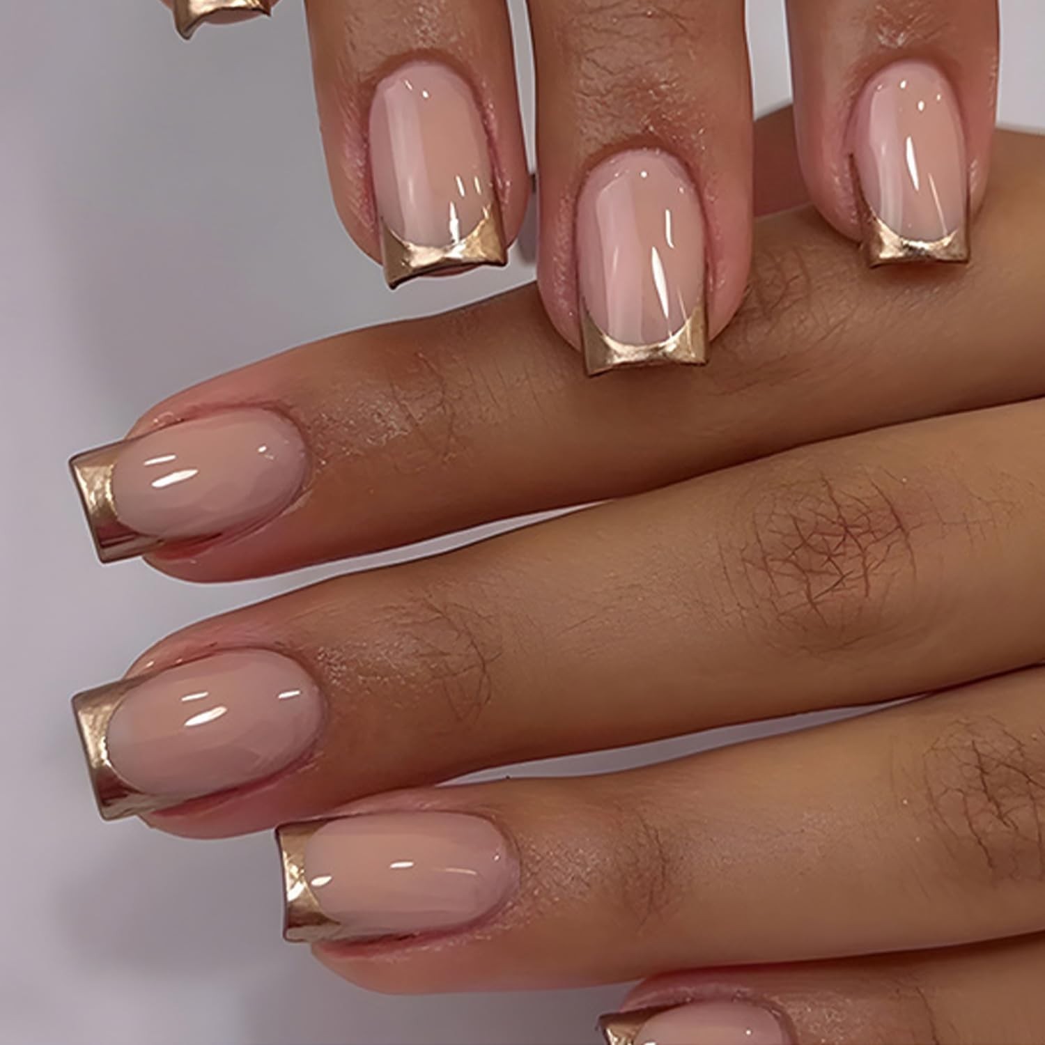 24 Piece Gold French Tip Press-On Nails – Quick Application for Glam Hands