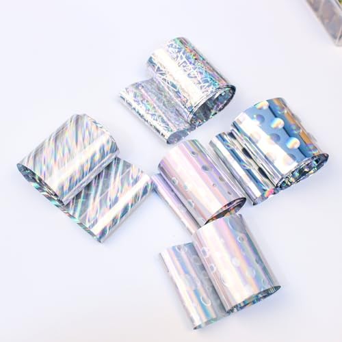 10 Rolls Gold and Silver Nail Foil Transfer Sticker Kit Laser Laser Gold Silver