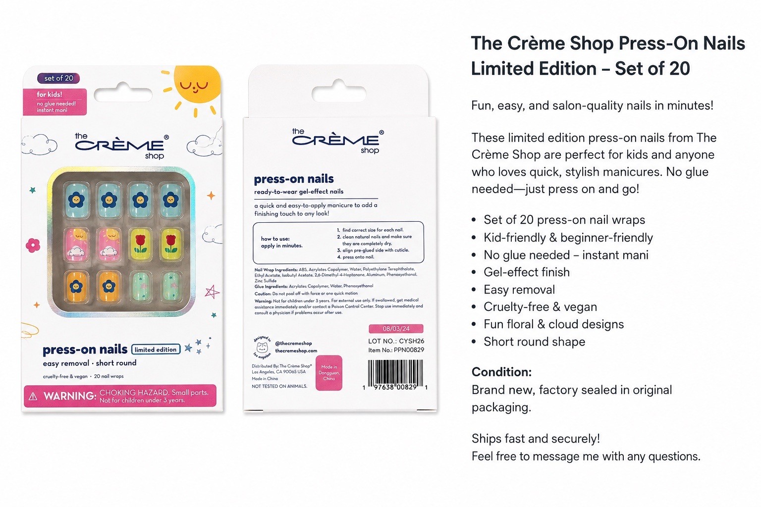 The Crème Shop Press On Nail For Kids