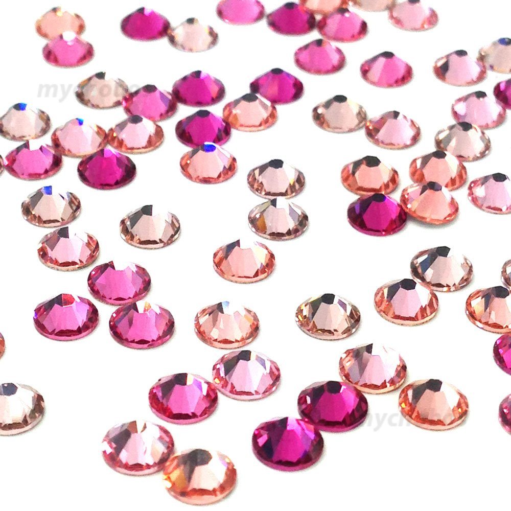 144 Swarovski 2058/2088 crystal flatbacks No-Hotfix rhinestones PINK Colors Mix