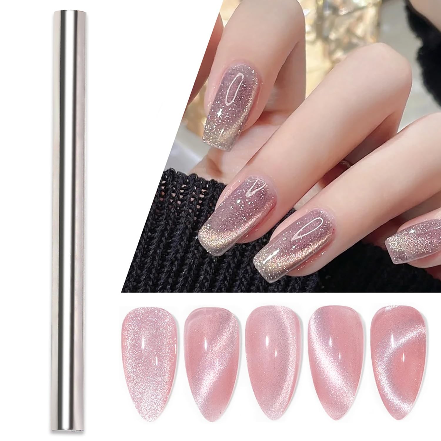 1 Piece Cat Eye Magnet for Nails Double-Ended Strong Nail Magnet Stick for Ca…