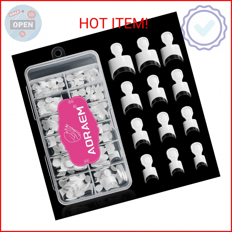 AORAEM 120 PCS Acrylic White Short French Nail Tips