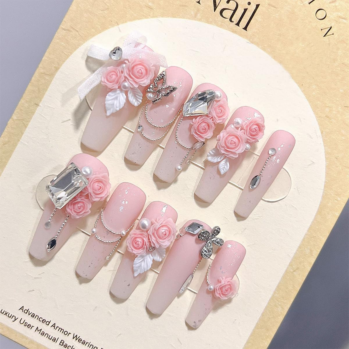 3D Flower Nail Charms, 80Pcs Mixed Pearl Flower Nail Art Rhinestones Blue Pink G