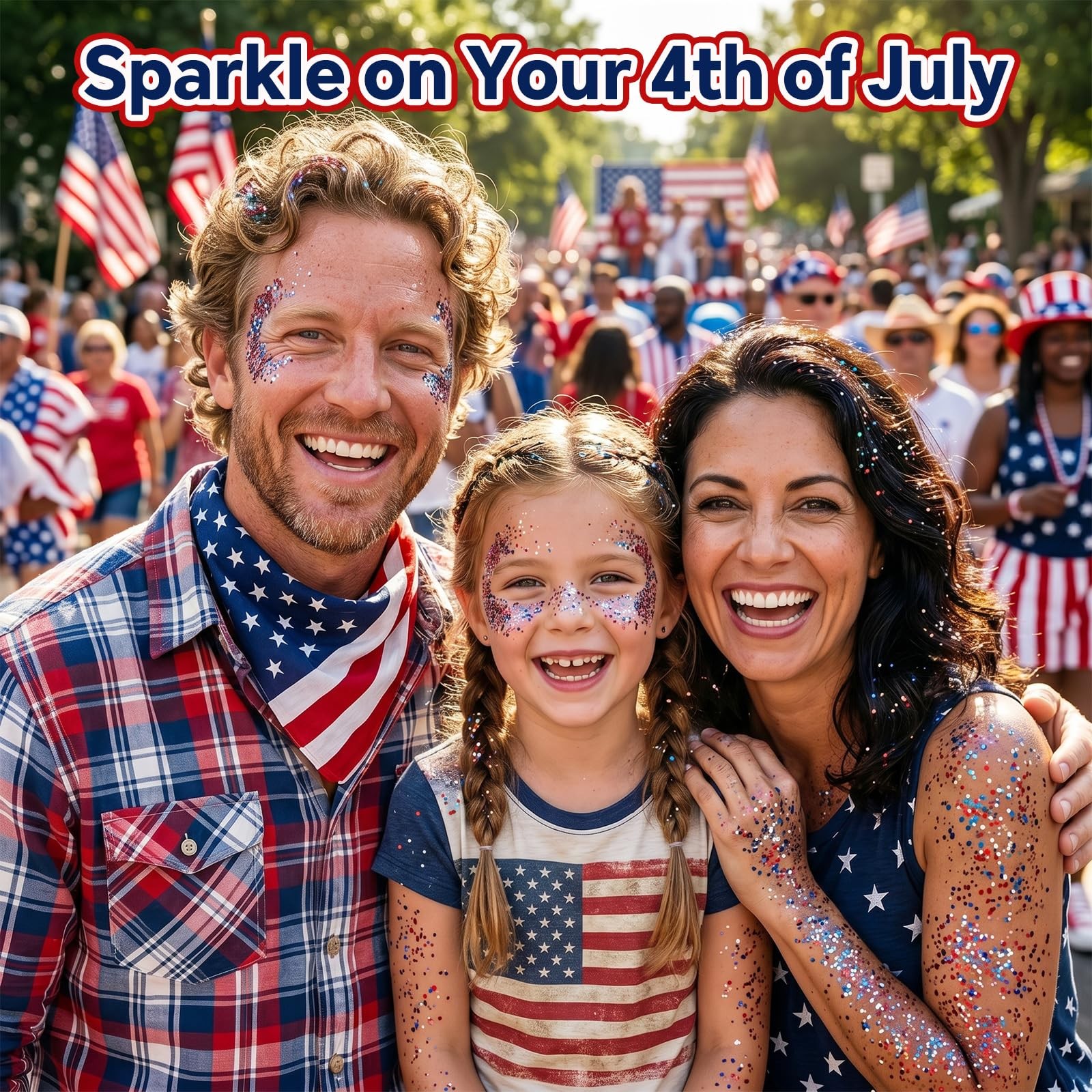 Red White and Blue Face Body Glitter Stick, 4th of July Accessories for Women…