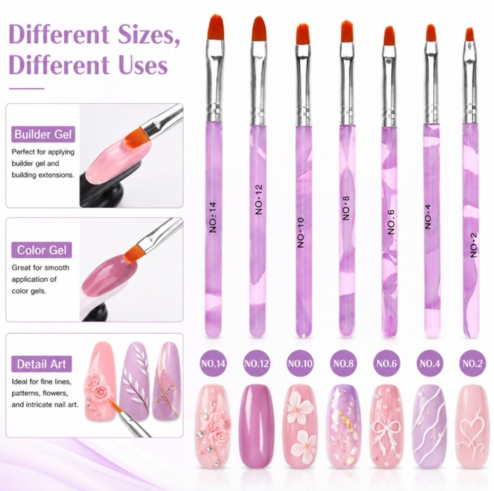 7-Piece Nail Art Design Brush Set – Acrylic & Gel Polish Painting, Drawing Pens