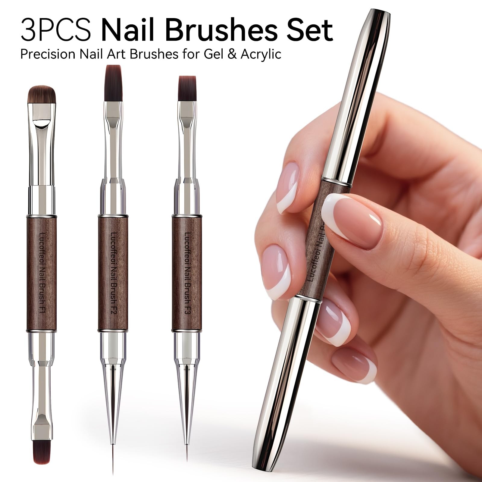 Nail Art Clean Up Brushes 3PCS Set – Dual Head Gel Brush for Polish Mistakes