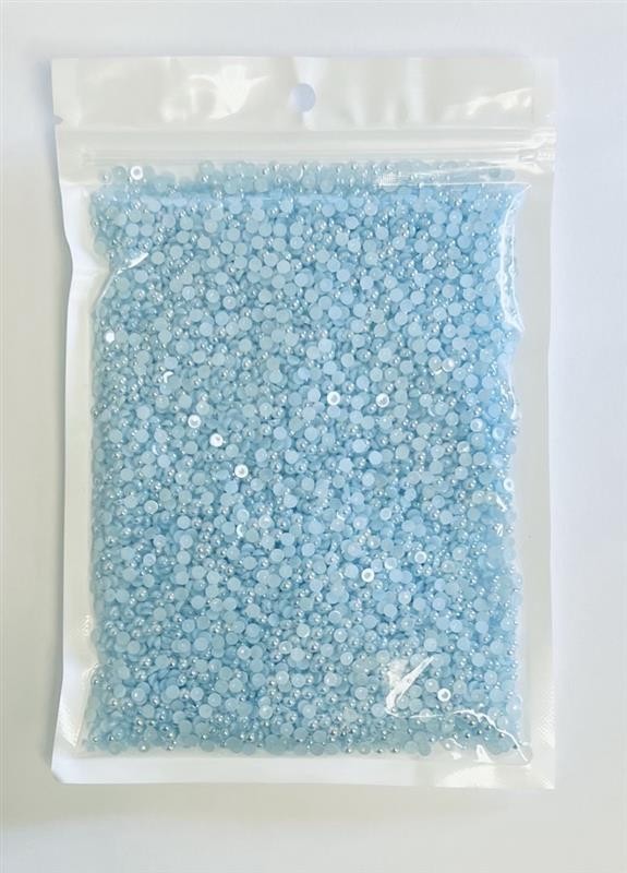 Pastel Green Peach and Blue Loose Resin Half Pearl Round Jelly AB Crafting Gems