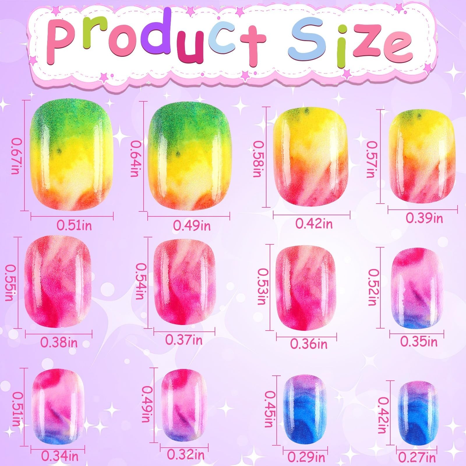 DTOFOOT Fake Press on Nails for Kids,108pcs Acrylic Full Small, Multicolor