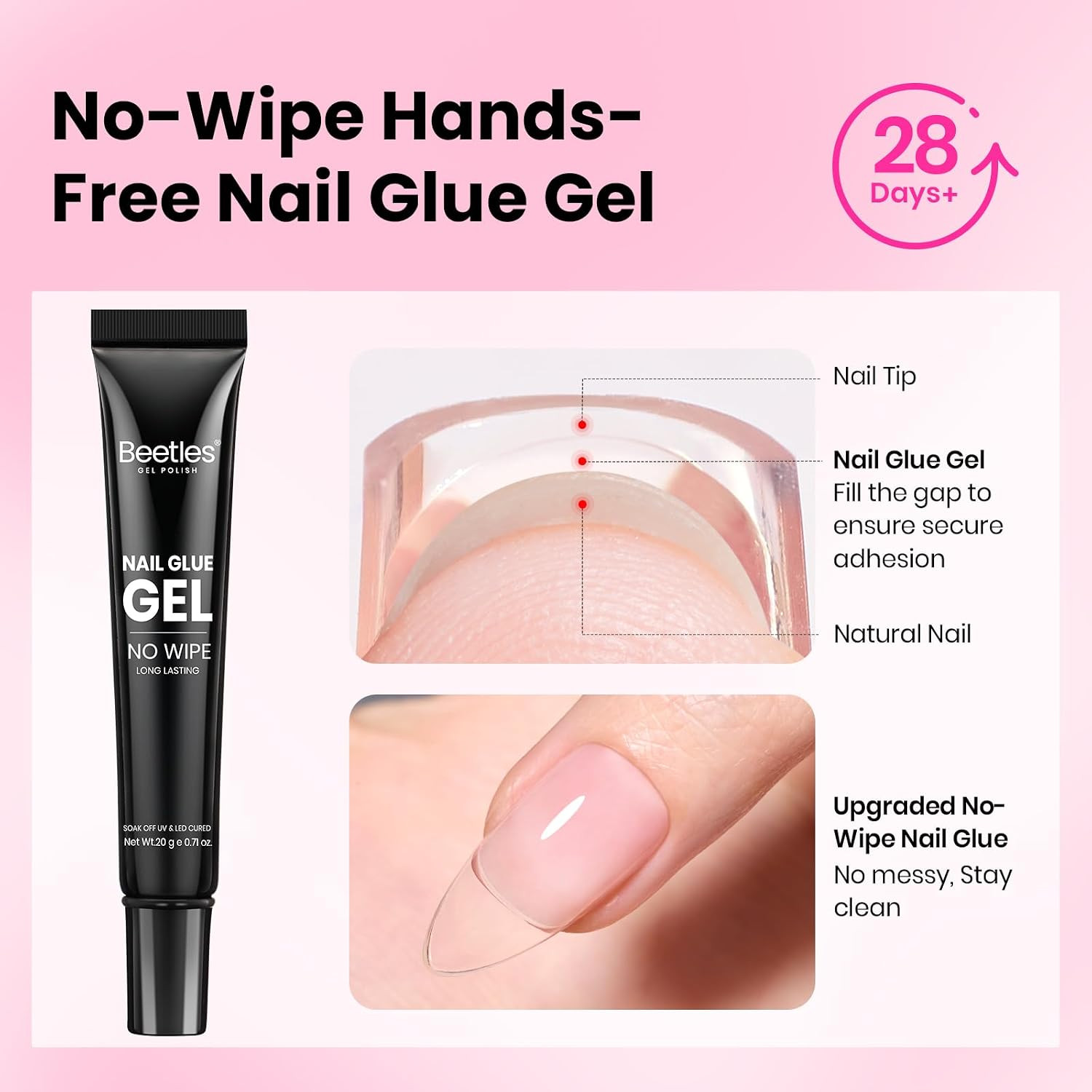 Gel Nail Kit Flat-X, Square Short, 320Pcs 16 Sizes Nail Tips | 20G Nail Glue Han