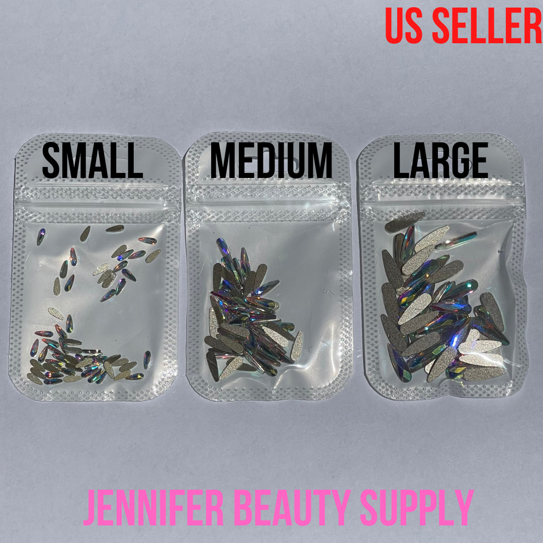 50PCS NAIL ART RHINESTONES GLITTER DIAMOND CRYSTAL GEM 3D TIPS DIY DECORATION