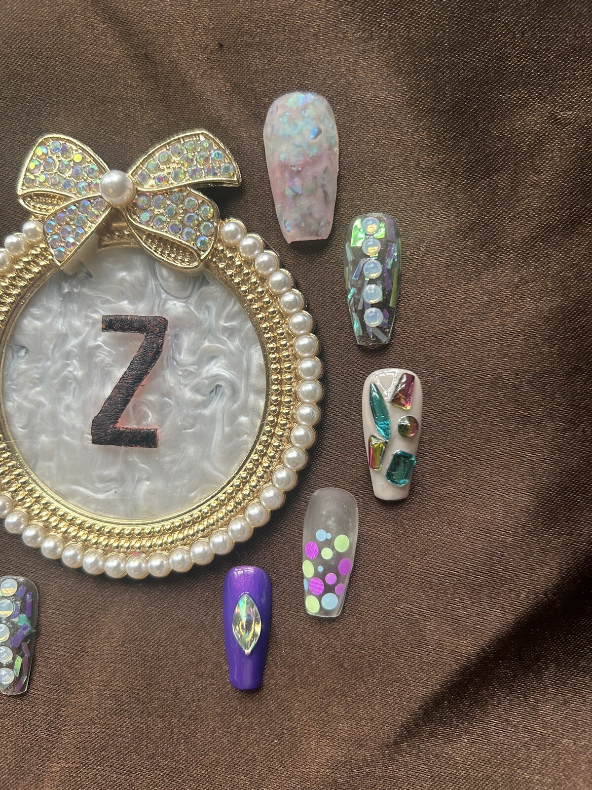 Z NAILZ! Summer Fun Eclectic Nail Design M Coffin Blue/purple Press On Nails.