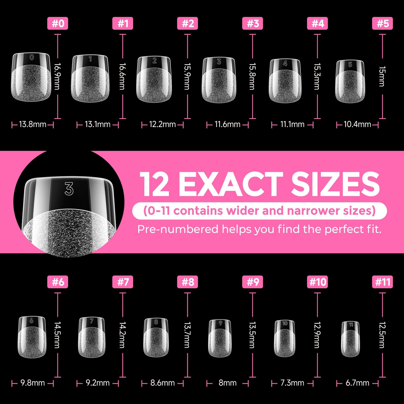 UNA GELLA Short Square Gel Nail Tips 216Pcs Short Square Press on Nails Pre-Shap