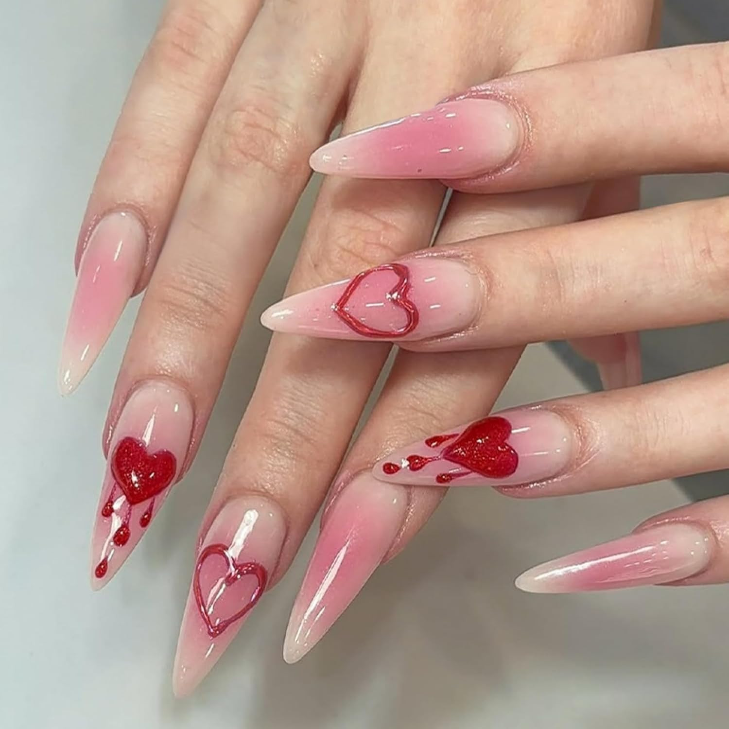 Gothic Punk Style Press on Nails with Black Roses, Metal Spikes & Chains Long Al