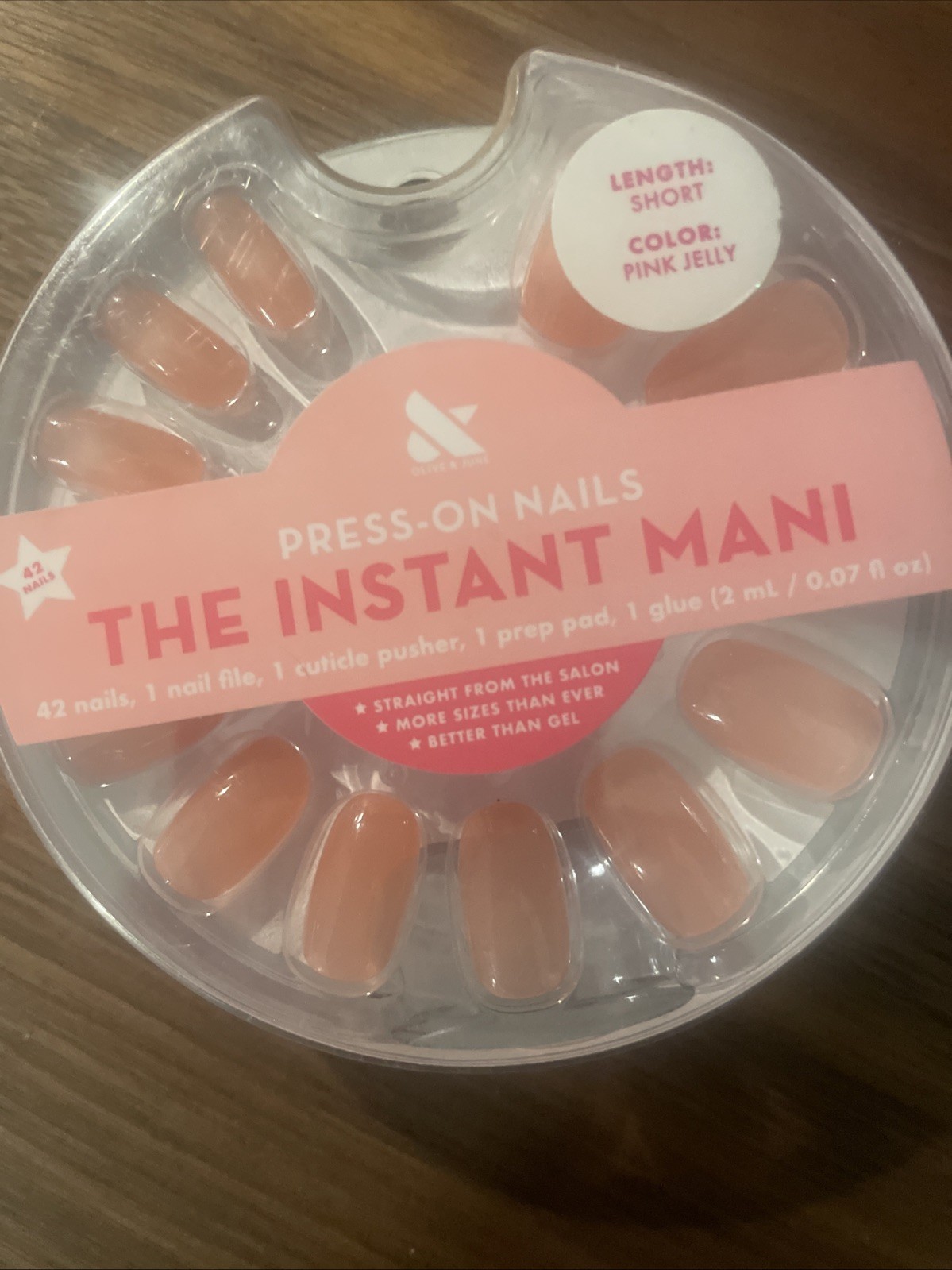 Olive & June Instant Mani Press-On Nails Short, 42 Nails w Glue
