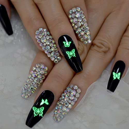 12 Sheets Fluorescence Nail Art Stickers Holographic Butterfly Nail Decals