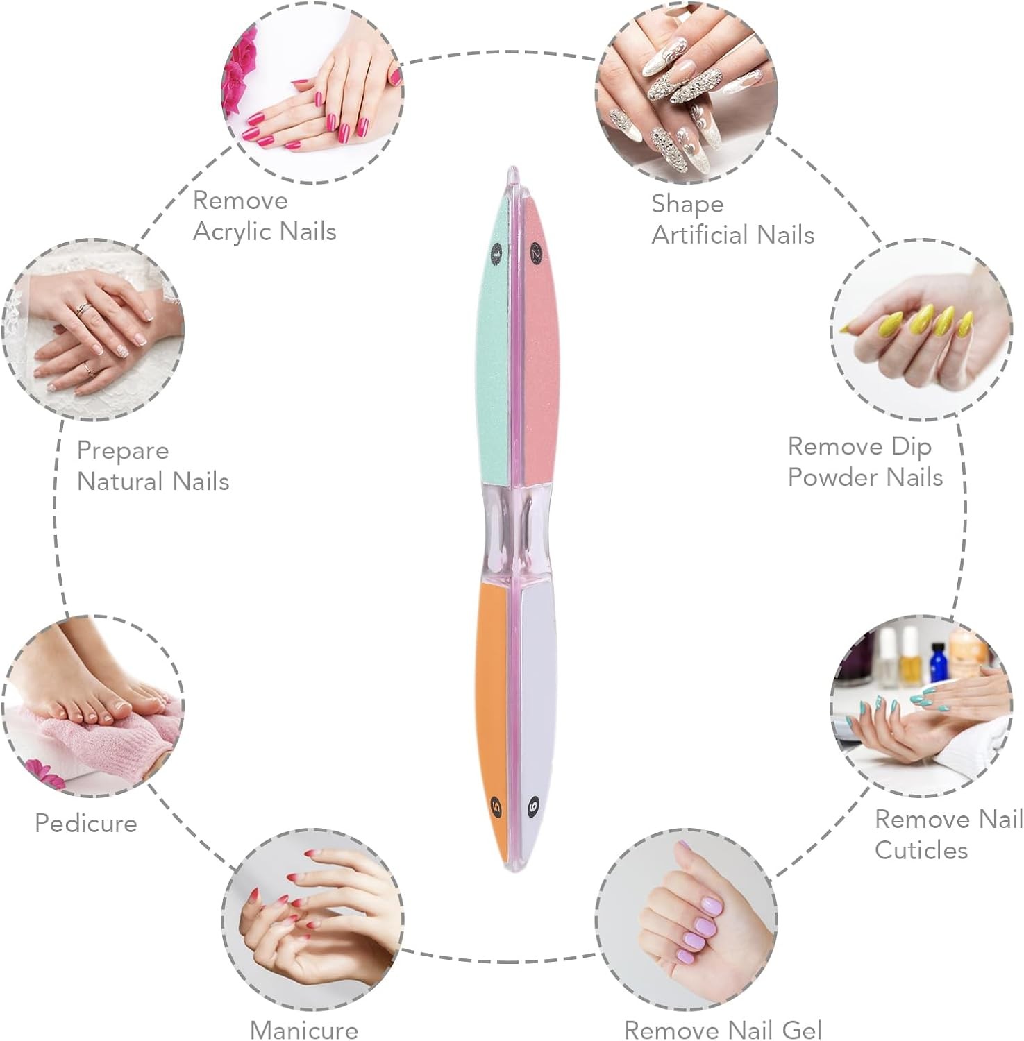 6 Sided Nail File and Nail Buffers, Multi-Functal Nail File for Shaping