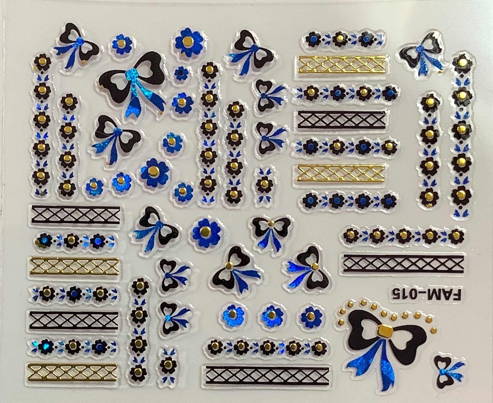 NAIL art 5 SHEETS Blue Mix FREE Shipping  +Free Extra Stickers Random Design