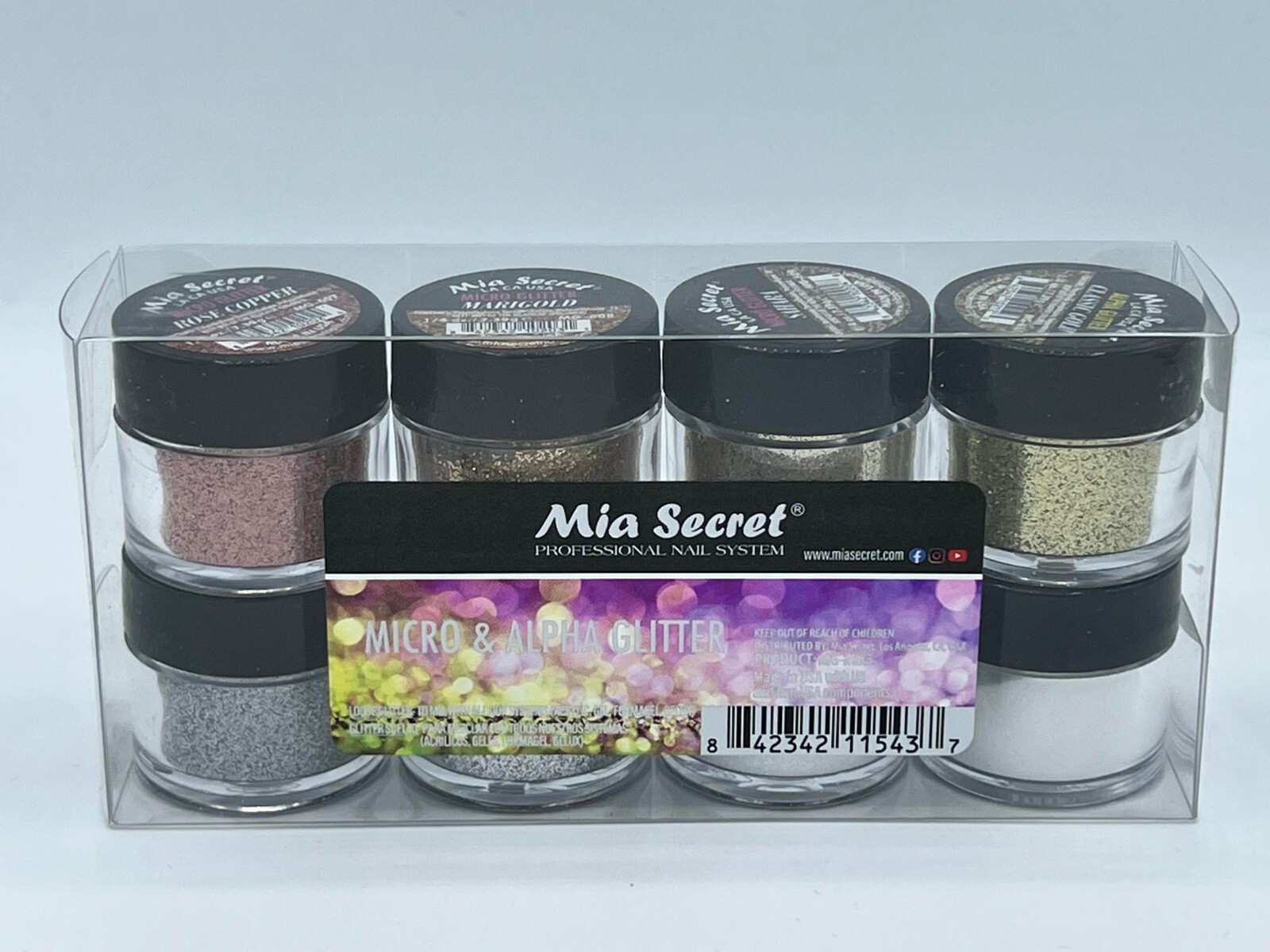 MIA SECRET MICRO & ALPHA GLITTER Collection 8 jars of 1/4 oz each
