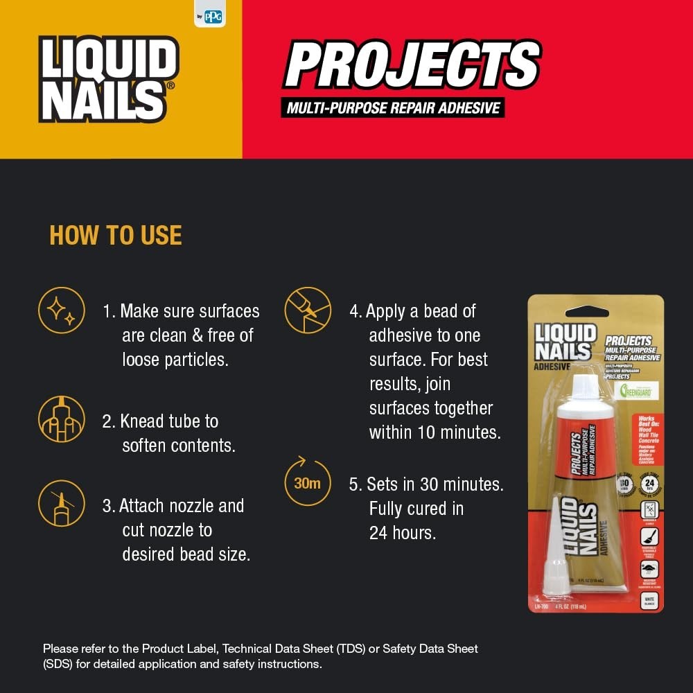 Liquid Nails LN700 4Ounce Small Projects and Repairs Adhesive