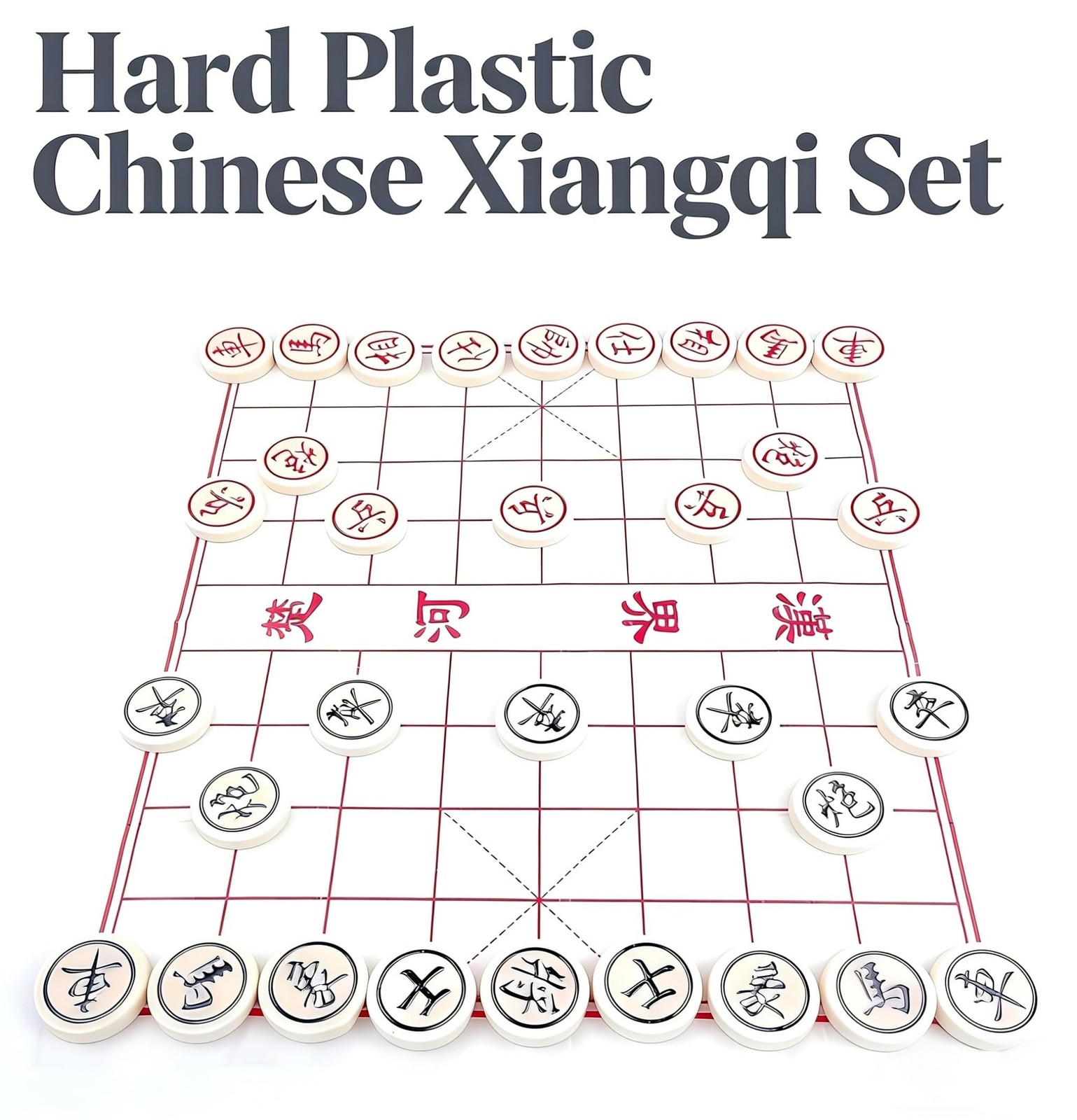 MAGIKON Chinese Chess, Hard Plastic Xiangqi with 1.2 inches, Red, Black