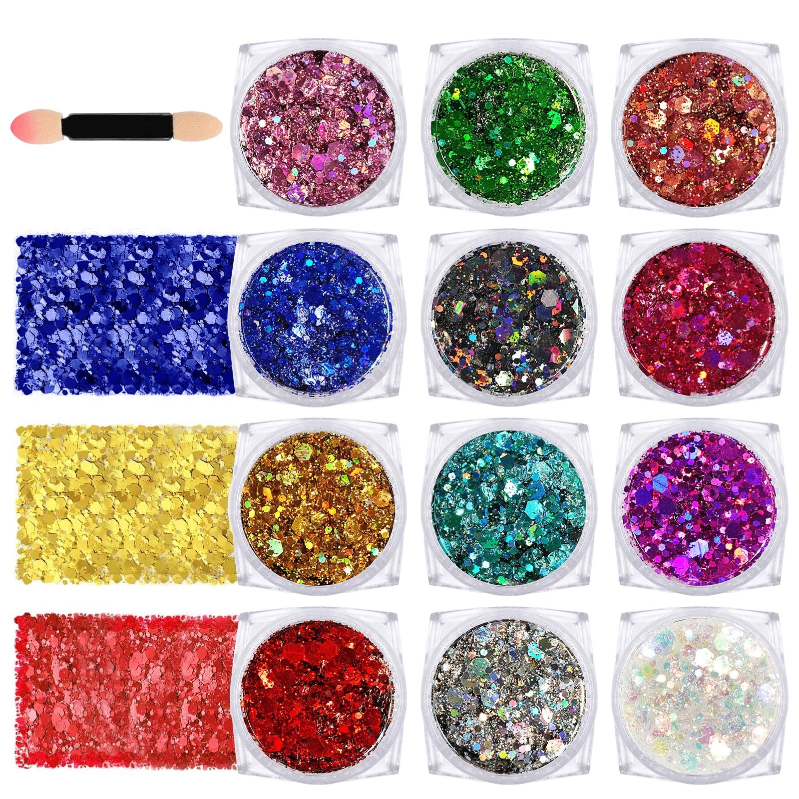 Body Face Glitter 12 Colors Chunky Gel Holographic Women Carnival Party
