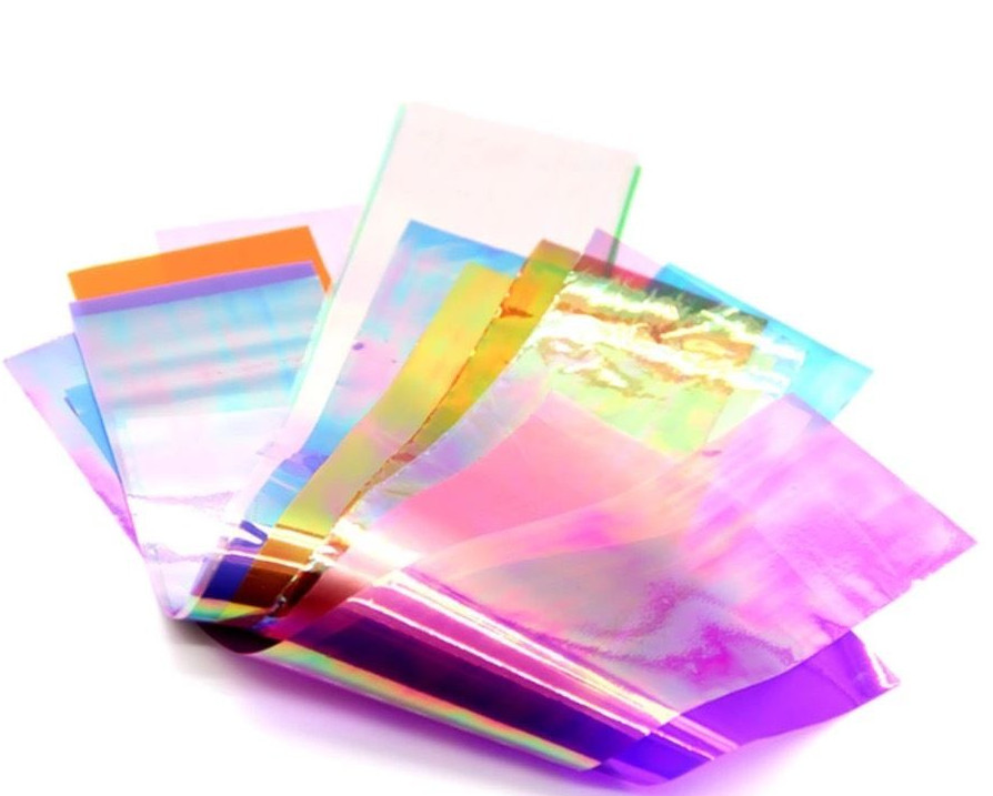 BROKEN GLASS NAIL FOIL 18 Colours NAILS EFFECT Stickers Shattered Angel Paper UK