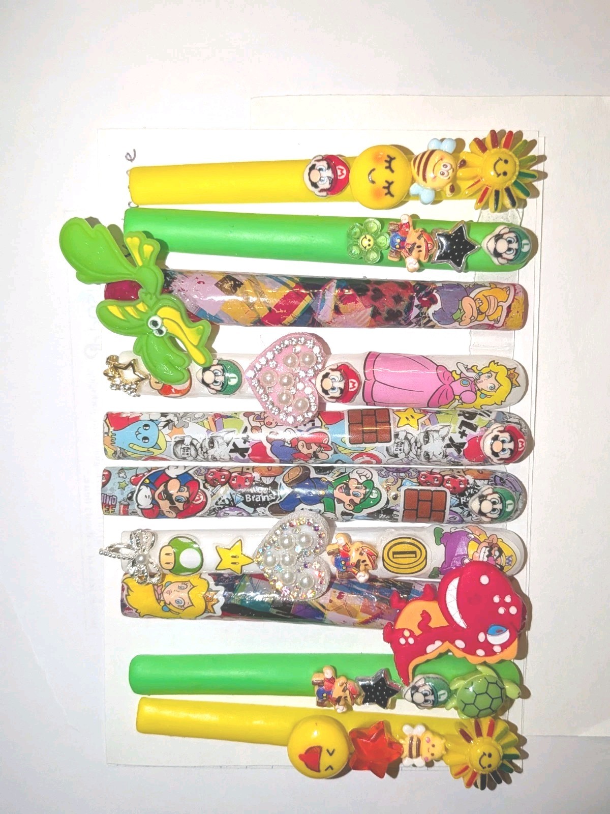 Bright Custom Super Mario Multicolor Decorative 6Xl Press On Nails Sz X-Large