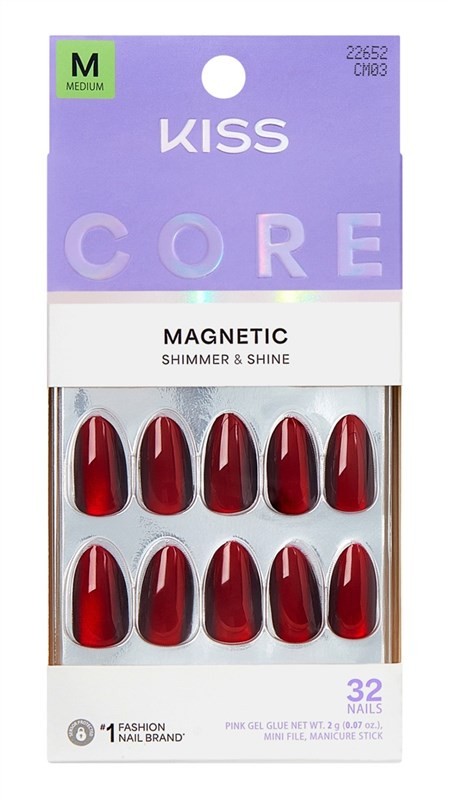 (3 PACK) Kiss Core Magnetic Nails Press On 32 Count Medium Apple Blossom