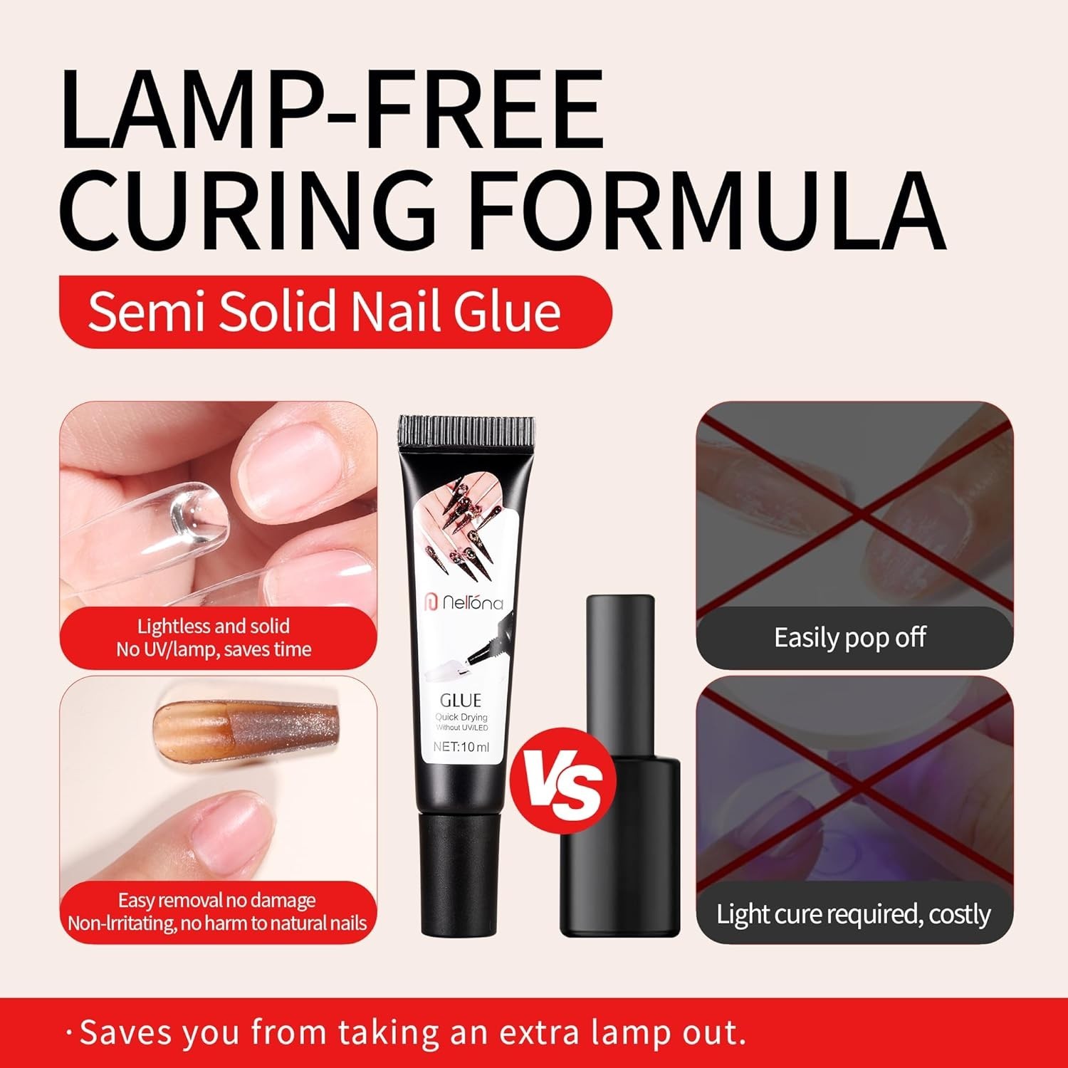 Semi Solid Nail Glue 10Ml for Press on Nails with 10Ml Remover Kit Nail Tips Glu