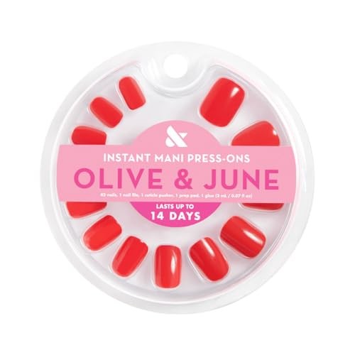 Instant Mani Press-On Nails (Glue) | 42 Fake Nails, 21 Sizes | Non-Toxic,