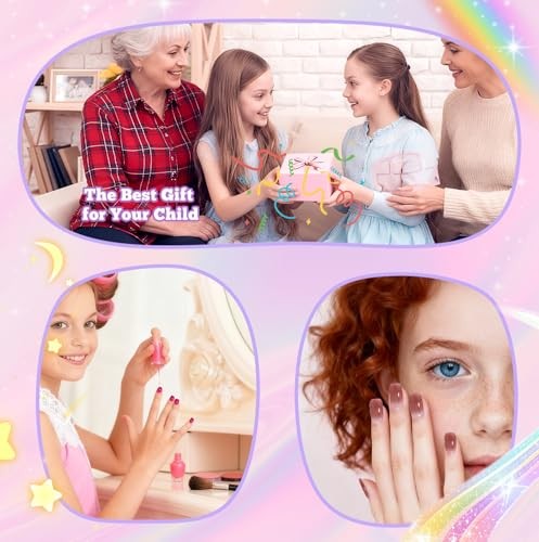 Short Suqare Kids False Nails – 240Pcs Press on Nails for Girls,Full A Clear