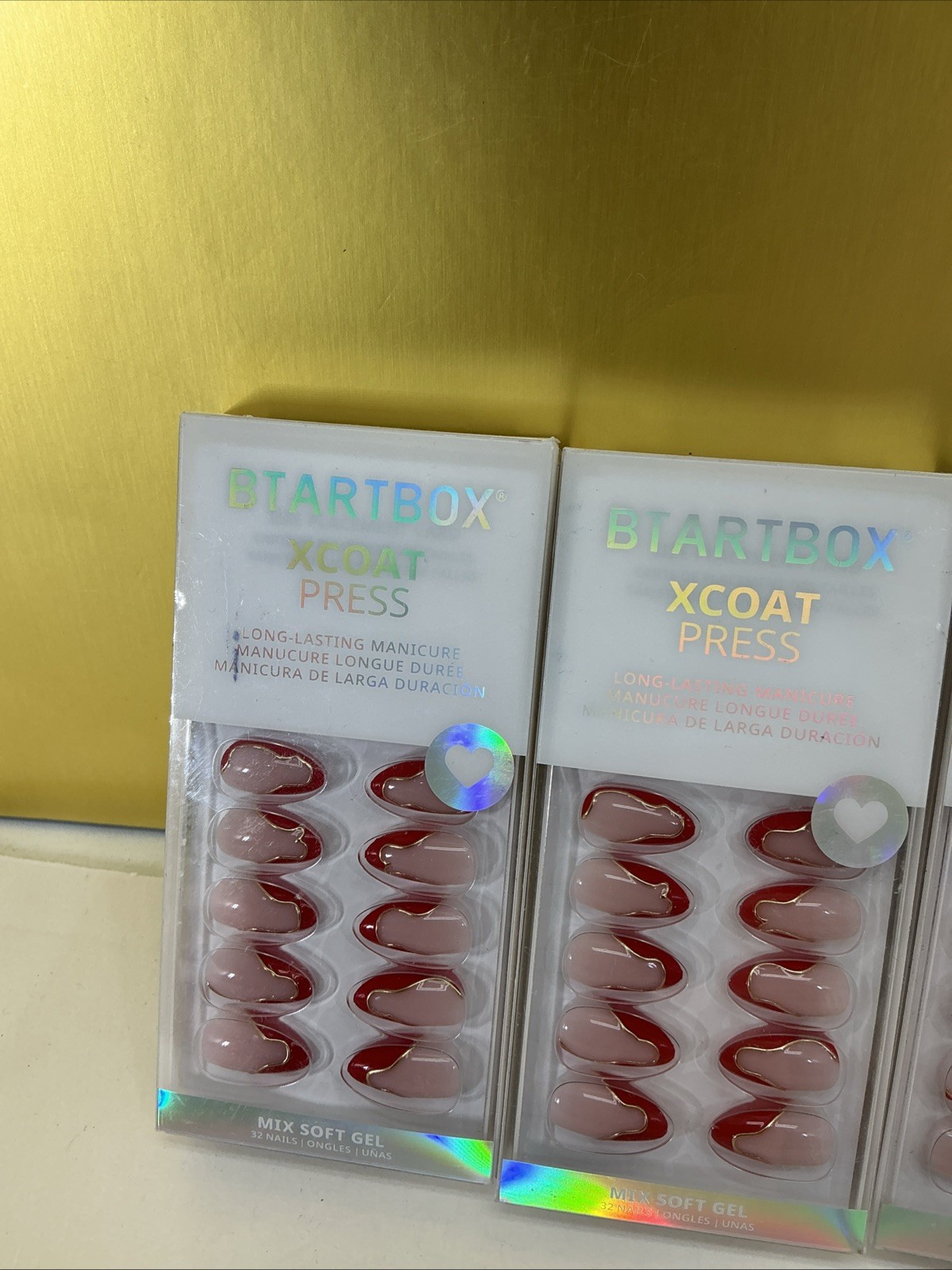 3x BTARTBOXNAILS X-Coat PRESS Nails 32 Nails And Glue 2-4 Weeks Of Wear NEW