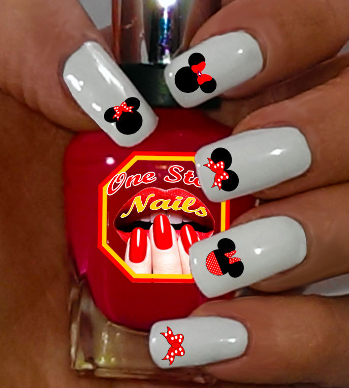 Minnie Mouse with a Bow CLEAR VINYL Peel’n’Stick Nail Decals/Stickers CV-MB1-74