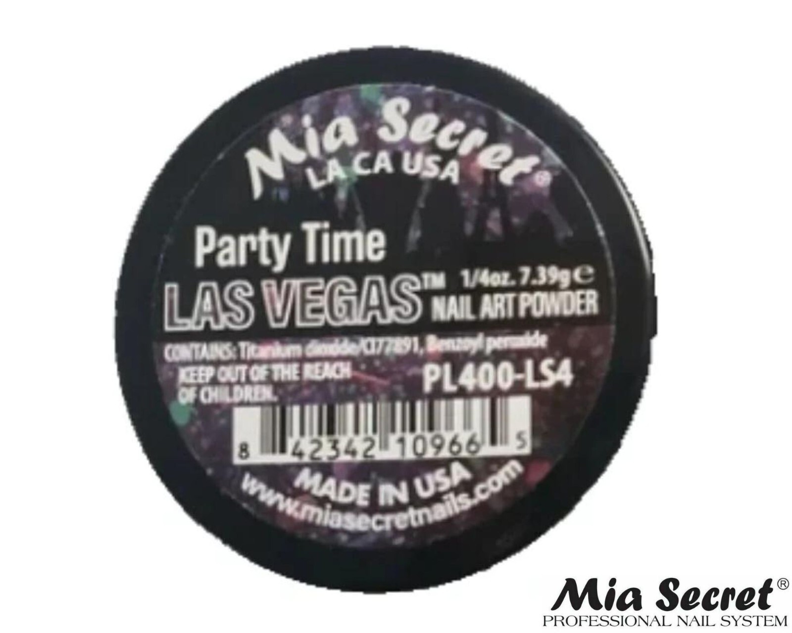 MIA SECRET Nail Art Powder 1/4oz- Party Time (LAS VEGAS COLLECTION)