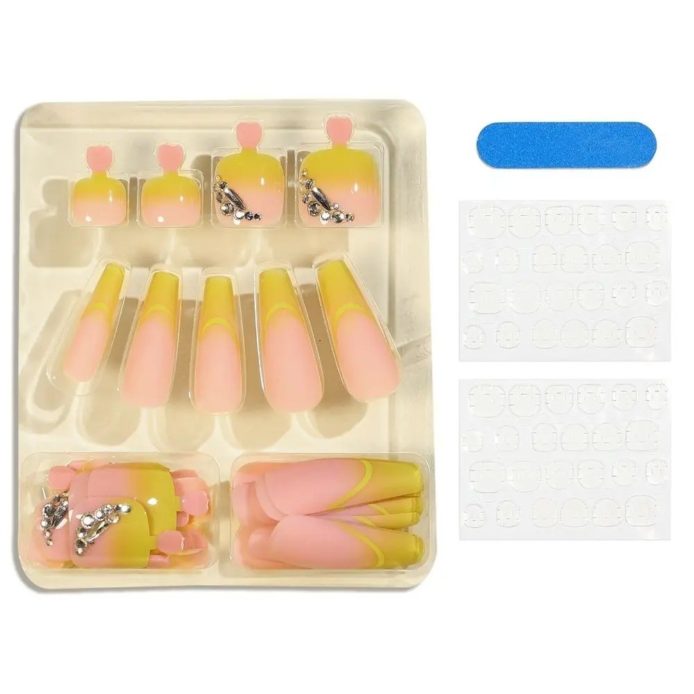 48pcs Red Press On Nails Detachable Square Finger and Toes Set False Nail Tips