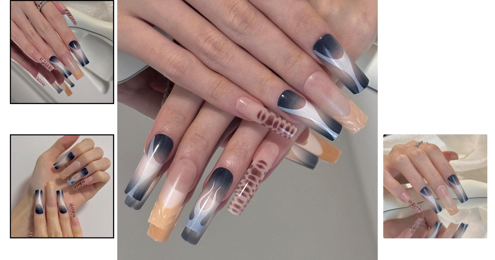 Trendy 24 Pcs Square Press on Nails – Long Acrylic Tips for Effortless Glam