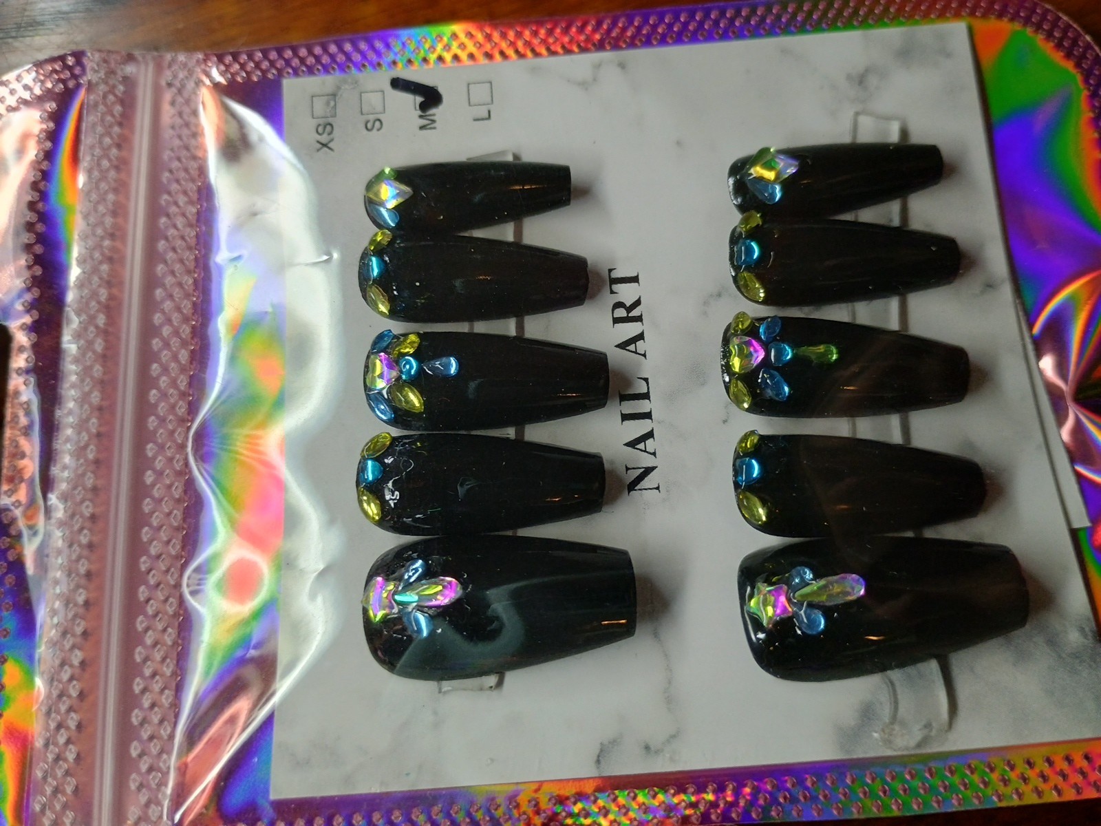 Hand Painted Press On Nails Size Medium Length Medium Comes With Nail Glue
