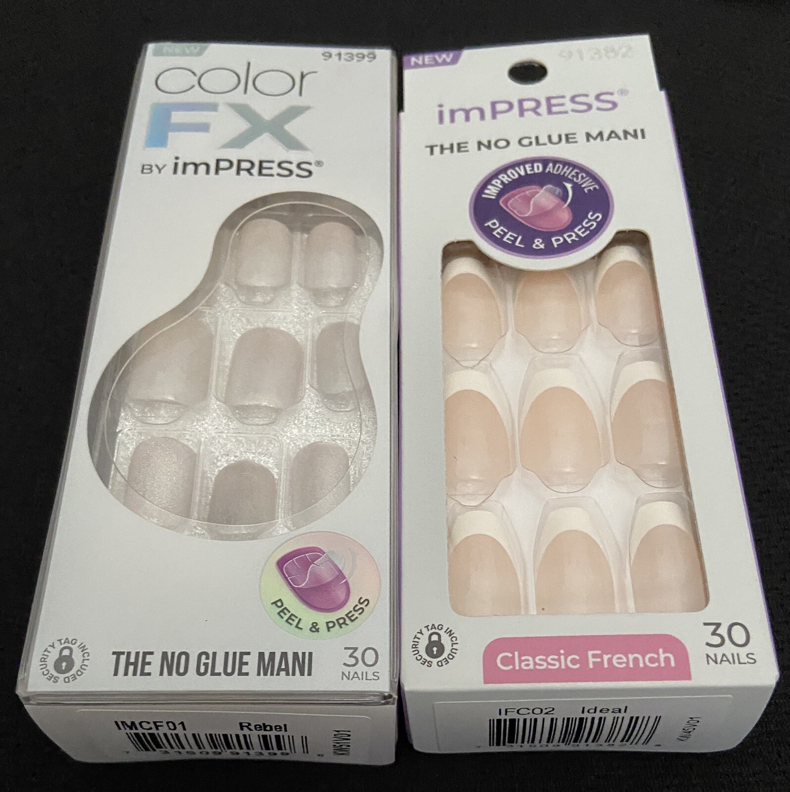 2 IMPRESS NO GLUE MANI PRESS ON NAILS PEEL AND PRESS-Sealed Box